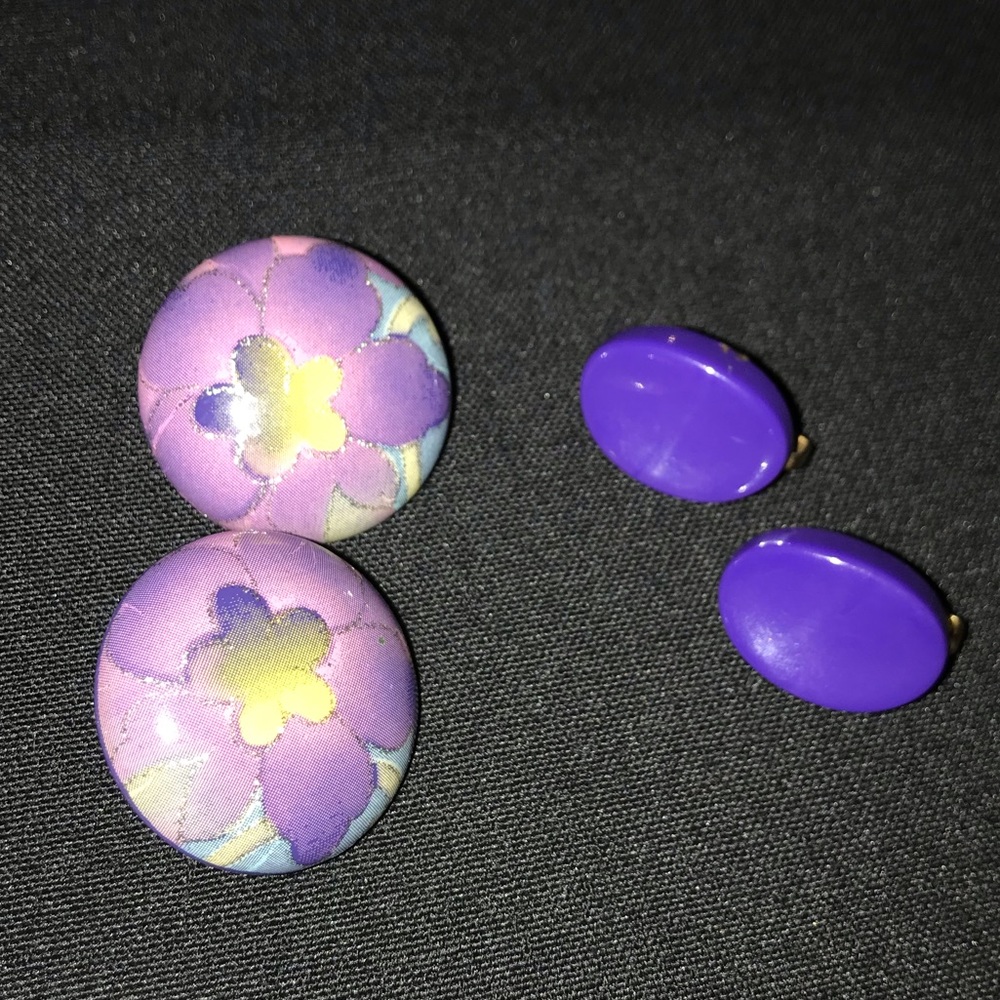 Purple Costume Earrings - Picture 1 of 2